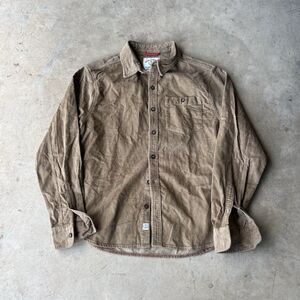 Iron and Resin brown Corduroy Long Sleeve Button Up Shirt Mens L Casual Cotton